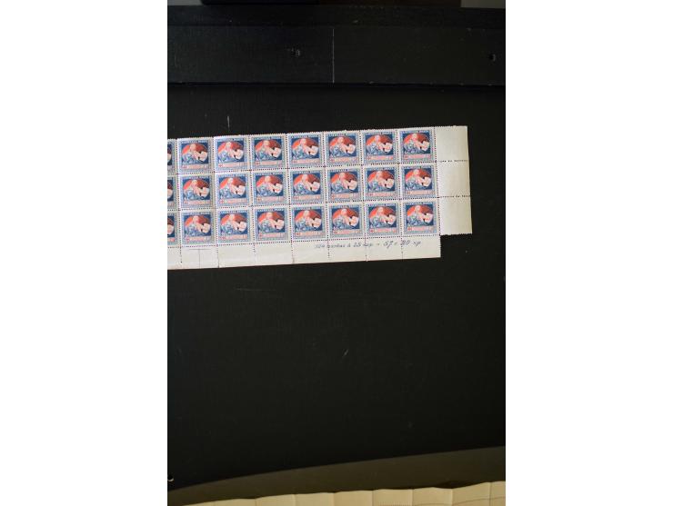 1921, Red Cross surcharged, 2 r. on 40 k.-1 r., each as block of 88 with sheet margins on blue reverse and each as complete s