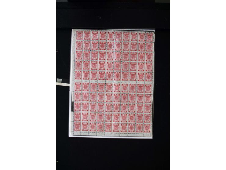 1921, Red Cross surcharged, 2 r. on 40 k.-1 r., each as block of 88 with sheet margins on blue reverse and each as complete s