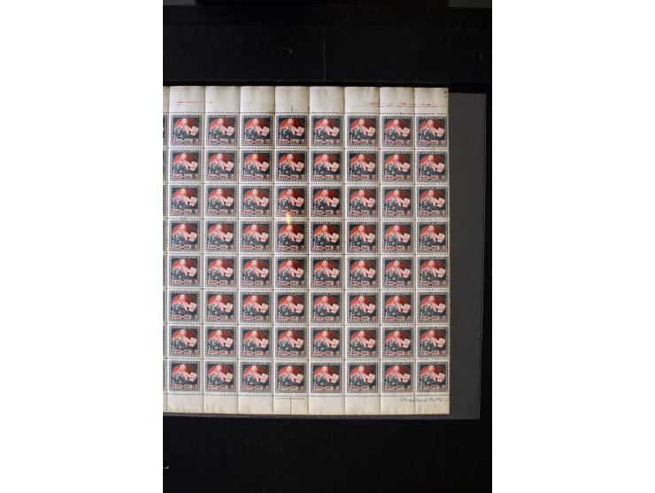 1921, Red Cross surcharged, 2 r. on 40 k.-1 r., each as block of 88 with sheet margins on blue reverse and each as complete s