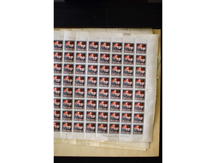 1921, Red Cross surcharged, 2 r. on 40 k.-1 r., each as block of 88 with sheet margins on blue reverse and each as complete s