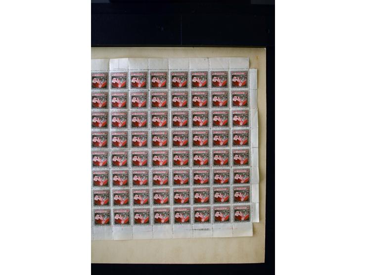 1921, Red Cross surcharged, 2 r. on 40 k.-1 r., each as block of 88 with sheet margins on blue reverse and each as complete s