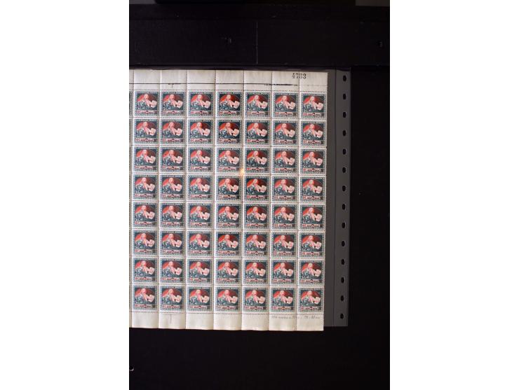 1921, Red Cross surcharged, 2 r. on 40 k.-1 r., each as block of 88 with sheet margins on blue reverse and each as complete s