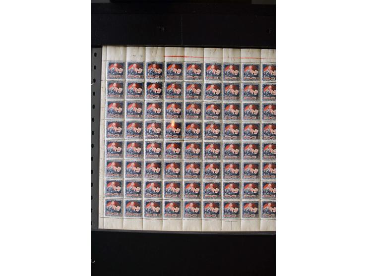 1921, Red Cross surcharged, 2 r. on 40 k.-1 r., each as block of 88 with sheet margins on blue reverse and each as complete s