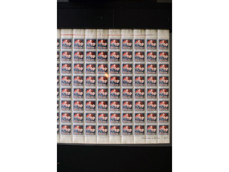 1921, Red Cross surcharged, 2 r. on 40 k.-1 r., each as block of 88 with sheet margins on blue reverse and each as complete s