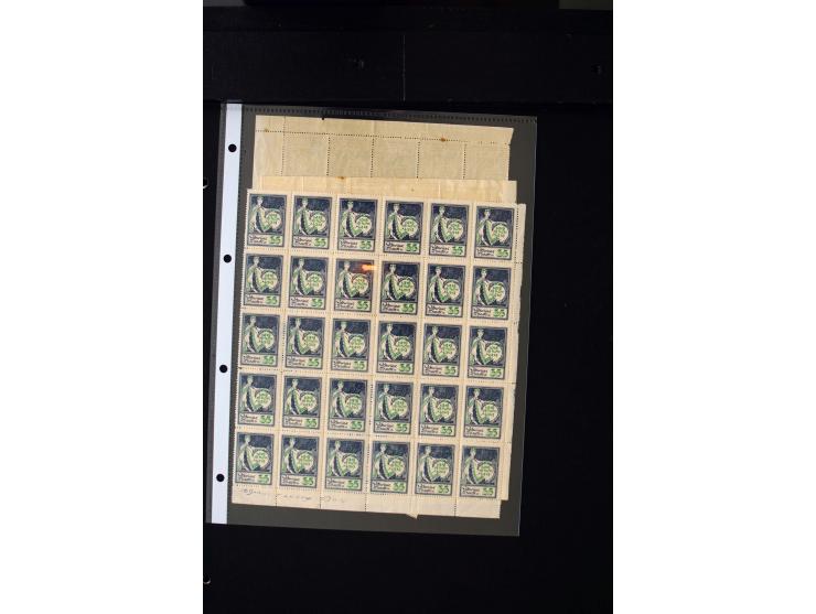 1921, Red Cross surcharged, 2 r. on 40 k.-1 r., each as block of 88 with sheet margins on blue reverse and each as complete s