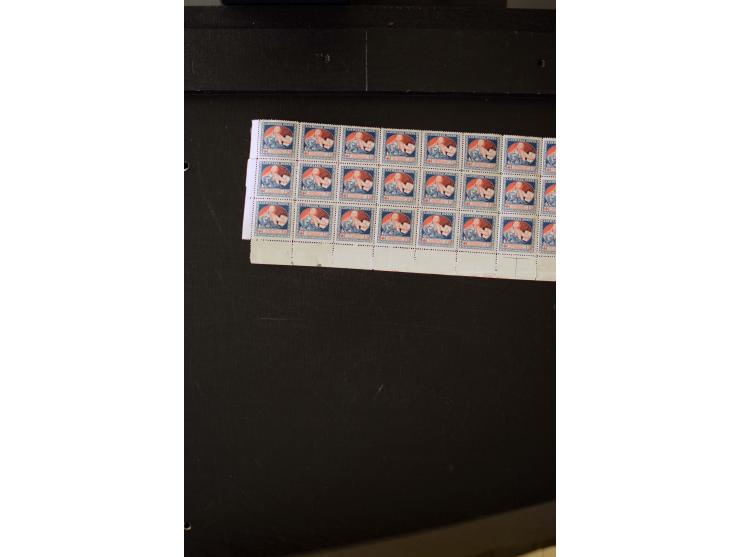 1921, Red Cross surcharged, 2 r. on 40 k.-1 r., each as block of 88 with sheet margins on blue reverse and each as complete s