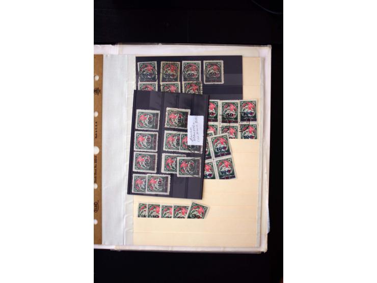1921, Overprint-Issue 10 - 100 r., interesting unused and used collection with different overprint types, offsets, perforatio