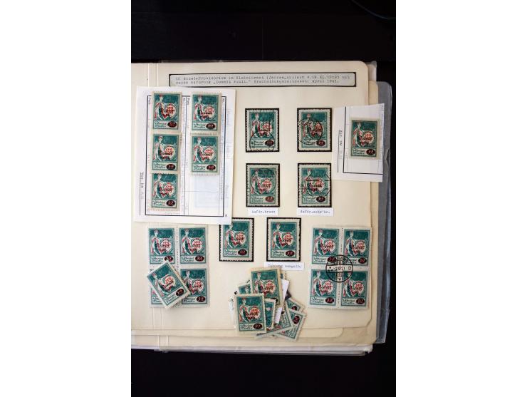 1921, Overprint-Issue 10 - 100 r., interesting unused and used collection with different overprint types, offsets, perforatio