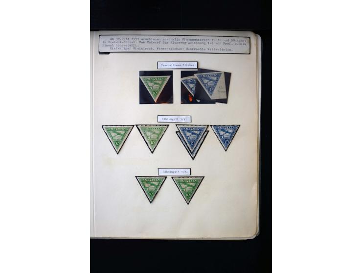 1921, Airmail 10-20 r., unused and used collection, including some pairs imperforated between, different perforations and 3 c