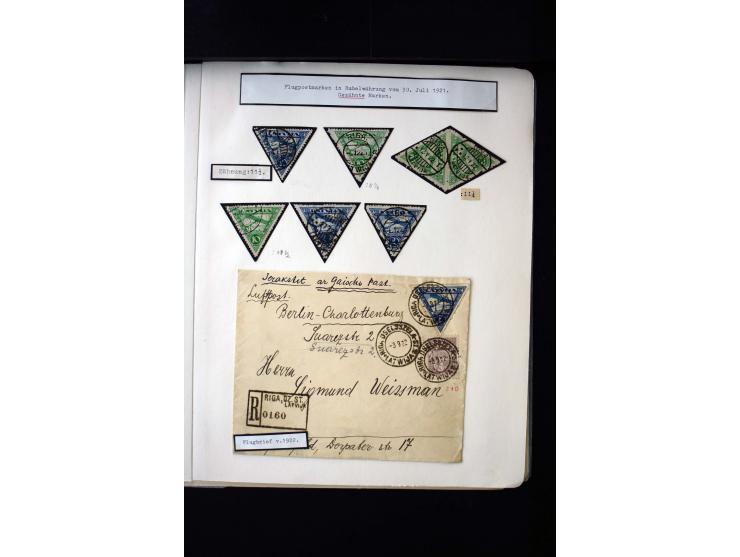 1921, Airmail 10-20 r., unused and used collection, including some pairs imperforated between, different perforations and 3 c