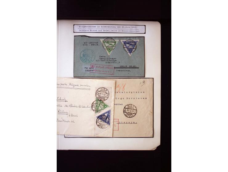 1921, Airmail 10-20 r., unused and used collection, including some pairs imperforated between, different perforations and 3 c