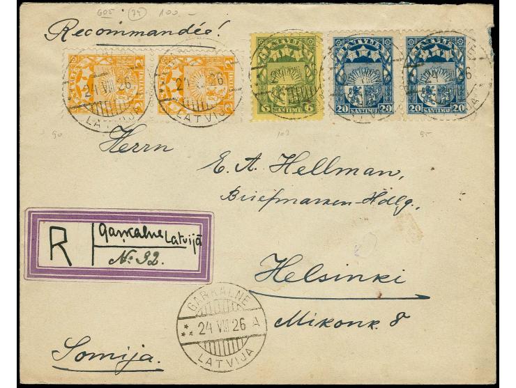 2 s. as vertical pair with additional franking to registered cover, with provisional r-label, to Helsinki, fine