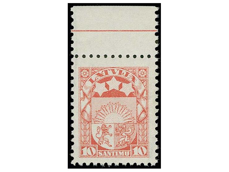 1923, Coat of arms 10 s. error of colour, dull pink, with upper sheet margin, mint never hinged, very fine