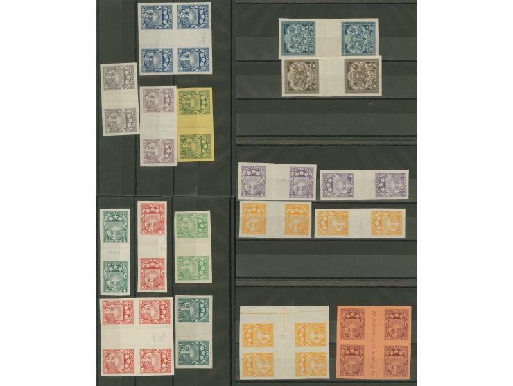 1924/25, Coat of arms, archive proofs, very interesting group containing 17 imperforated gutter pairs or blocks of four, with