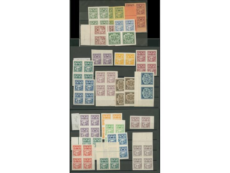 1924/25, Coat of arms, archive proofs, very interesting group containing 27 imperforated pairs or blocks of four, different p