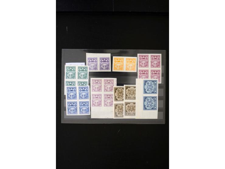 1924/25, Coat of arms, archive proofs, very interesting group containing 27 imperforated pairs or blocks of four, different p