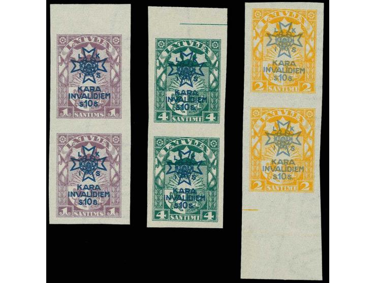 1923, War Invalid Fund 1-4 s., archive proofs, imperforated vertical pairs, without gum, scarce, fine