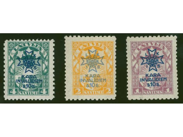 1923, War Invalid Fund, 1 s. violet and 2 s. yellow with perforation 10:11½ and 4 s. green with perforation 11½:10, 2 s. unus