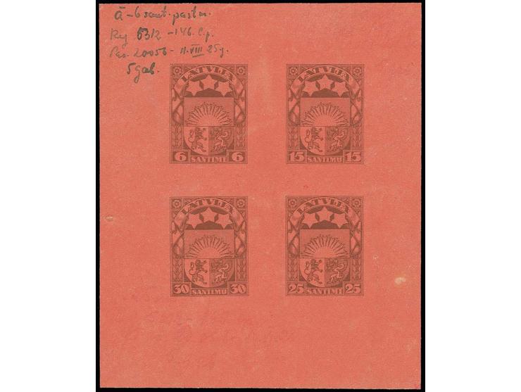 1925, Coat of arms 6-30 s.brown-violet on salmon as imperforated sheetlet (80X96mm) on watermarked paper, at upper left with 