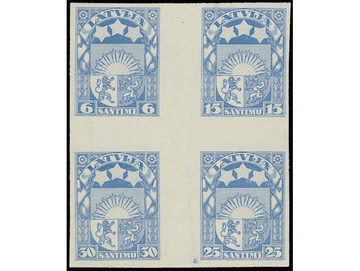 1925, Coat of arms 6-30 s. blue as imperforated  sheetlet (51X61mm) on watermarked paper, extremely rare, only few proofs in 
