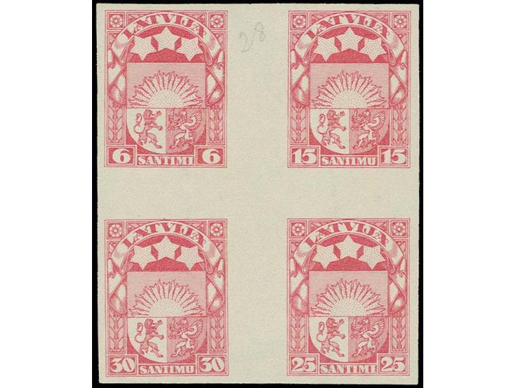 1925, Coat of arms 6-30 s. rose as imperforated sheetlet (51X61mm) on watermarked paper, extremely rare, only few proofs in t