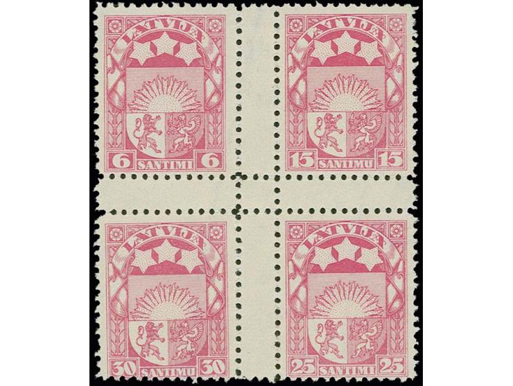 1925, Coat of arms 6-30 s. rose as perforated sheetlet on watermarked paper, extremely rare, only few proofs in this colour e