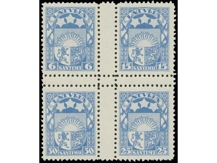1925, Coat of arms 6-30 s. blue as perforated sheetlet on watermarked paper, extremely rare, only few proofs in this colour e