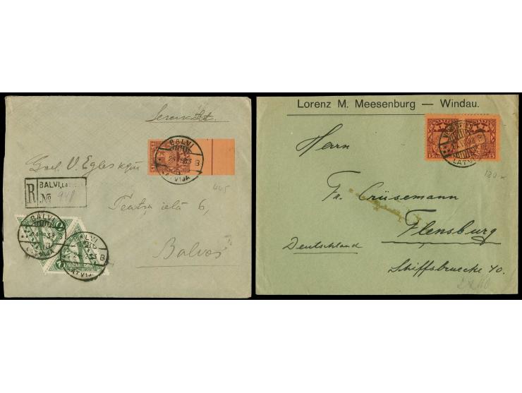 1925, Coat of arms 15 s., horizontal pair with blind perforation between tied by cds. to cover to Flensburg and 15 s. as impe