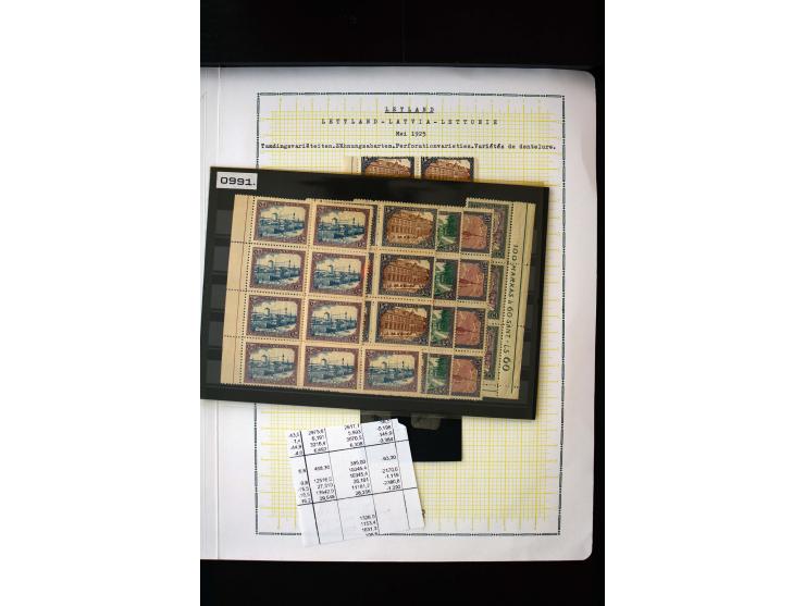 1925, 300 Years Libau 6-50 s., unused and used collection with perforation varieties and one imperforated sets and some cover