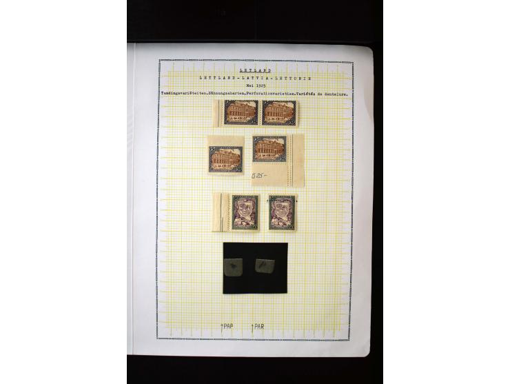 1925, 300 Years Libau 6-50 s., unused and used collection with perforation varieties and one imperforated sets and some cover