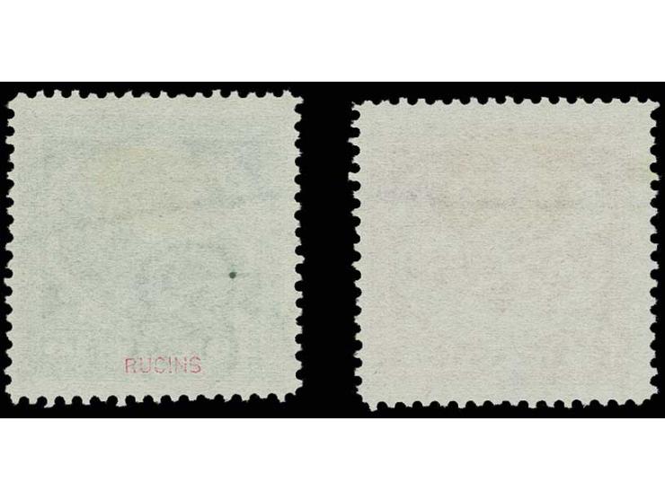 1925, Coat of arms 5 l. red/rose and 10 l. green/light, perforated on watermarked paper, with burelage, rare and attractive, 