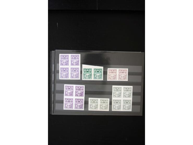 1921/22, Coat of arms, archive proofs, very interesting group of 27 horizontal pairs or blocks of four including different pl