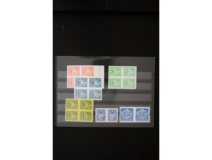 1921/22, Coat of arms, archive proofs, very interesting group of 27 horizontal pairs or blocks of four including different pl