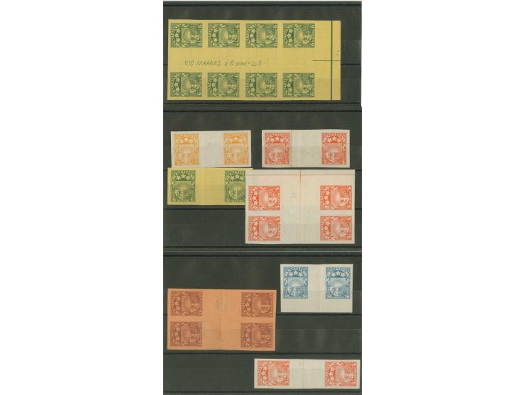 1927/29, Coat of arms, achive proofs, very interesting group containing 8 imperforated gutter pairs or blocks of four and one