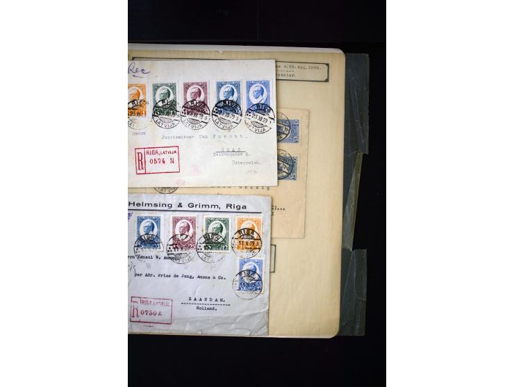 1929, Cakste and Meierovics 2-30 s., used and unused sets with different watermarks and some covers, fine