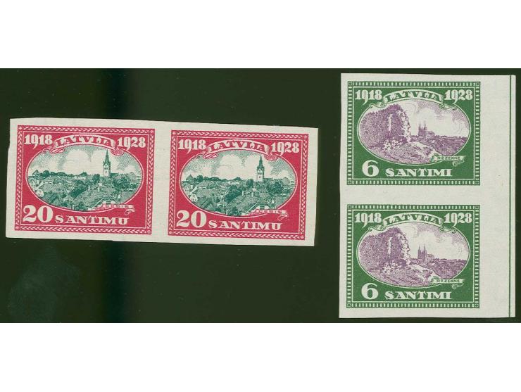 1928, 10th Anniversay of Independence 6 and 20 s., archive proofs, imperforated vertical resp. horizontal pairs, without gum,