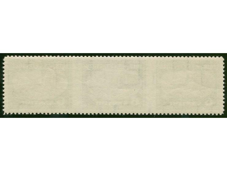1928, 10th Anniversary of Independence 6 s. green/lilac, horizontal strip of three, imperforated vertically, mint never hinge