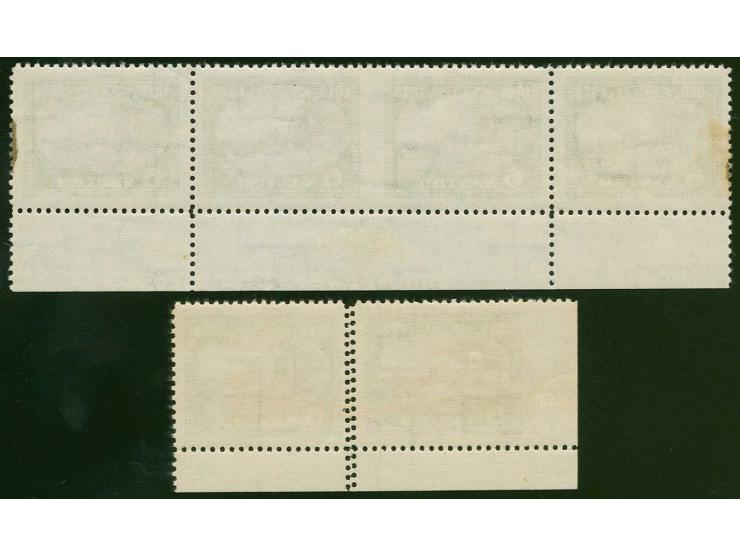 1928, 10th Anniversary of Independence 6 s. green/lilac, horizontal strip of four, the middle pair being imperforated vertica