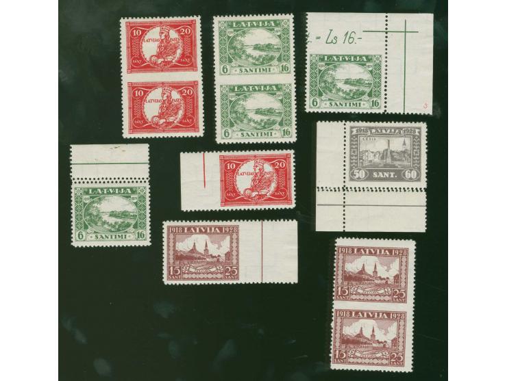 1928, Liberty Memorial Fund 6-50 s., 8 stamps and multiples with perforation varieties, 6 s. green, 10 s. red and 15 s. red-b