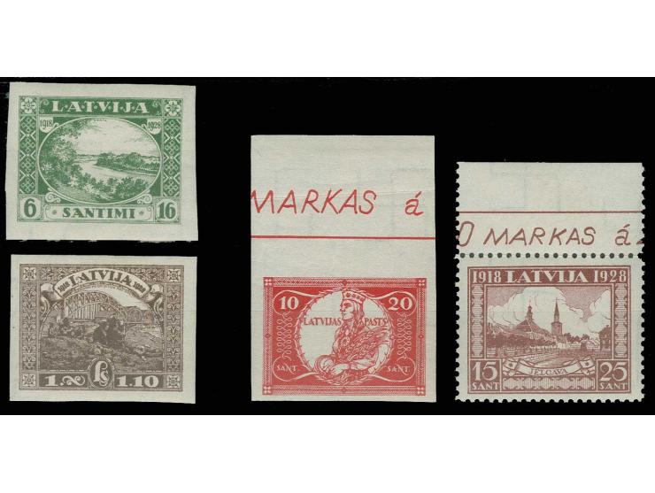 1928, Liberty Memorial Fund 6-10 s. and 1 l. imperforated and 15 s. perforated, all with reversed vertical watermark, 10-15 s