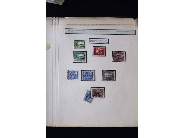 1928, Freedom Monument 6 s.-1 l., used and unused collection with different watermarks, plate flaws and two covers, fine