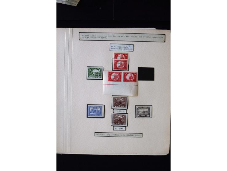 1928, Freedom Monument 6 s.-1 l., used and unused collection with different watermarks, plate flaws and two covers, fine