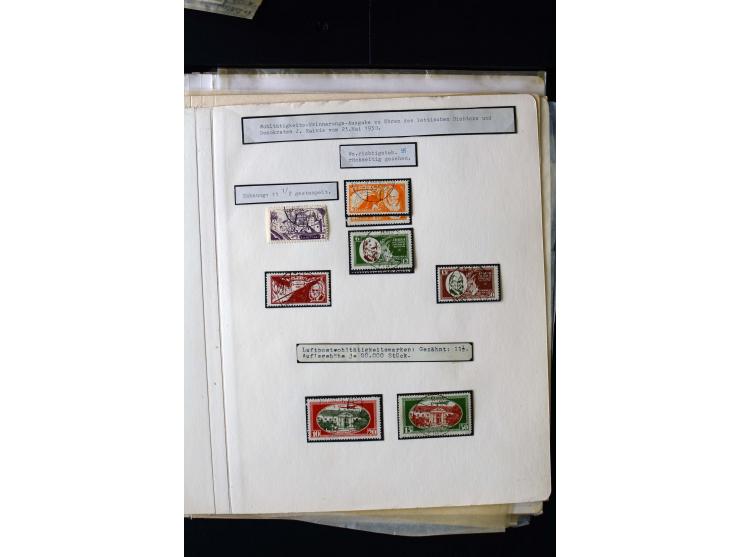 1930, Rainis-Fonds 1-15 s., unused and used collection with different watermarks, perforation varieties and two covers, fine