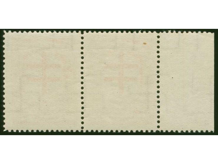 1930, Anti-Tuberculosis 1+2 s. orange/brick-red, in horizontal pair with normal stamp and sheet margin, mint never hinged, sm