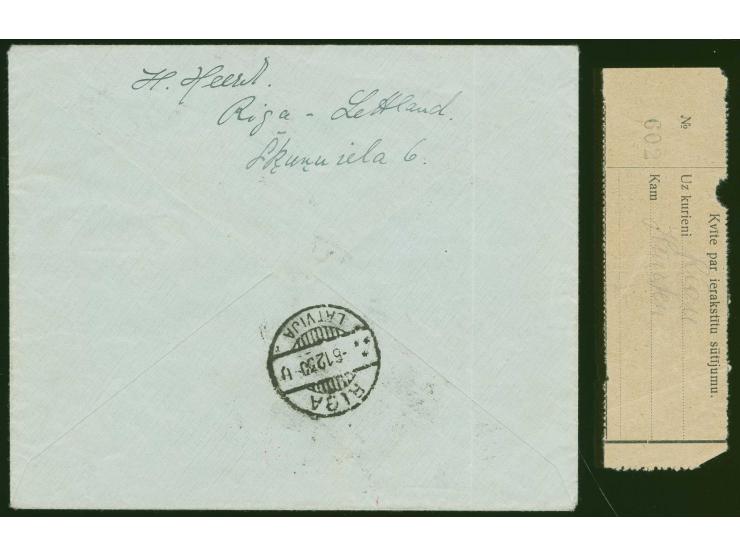 1930, Anti-Tuberculosis 1+2 s. orange/brick-red with left sheet margin, with additional franking tied by cds. "RIGA DZ. ST. -