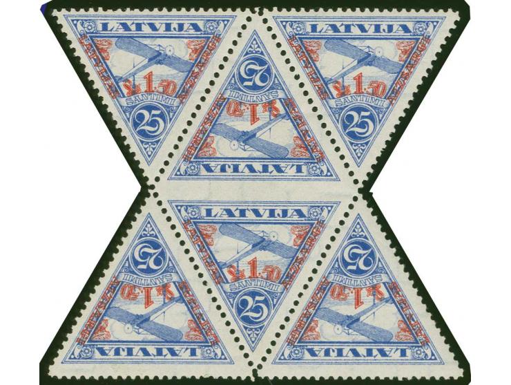 1931, Airmail 25 s. blue, irregular block of six, the pair in the middle imperforated between, center stamps hinged, very fin