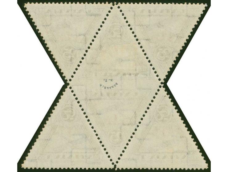 1931, Airmail 25 s. blue, irregular block of six, the pair in the middle imperforated between, center stamps hinged, very fin