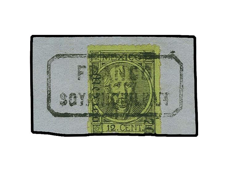 12 c. "MEXICO 1-70", tied by clear boxed "FRANCO SOYANIQUILBAN" to piece, stamp somewhat cut-in at bottom, otherwise fine and