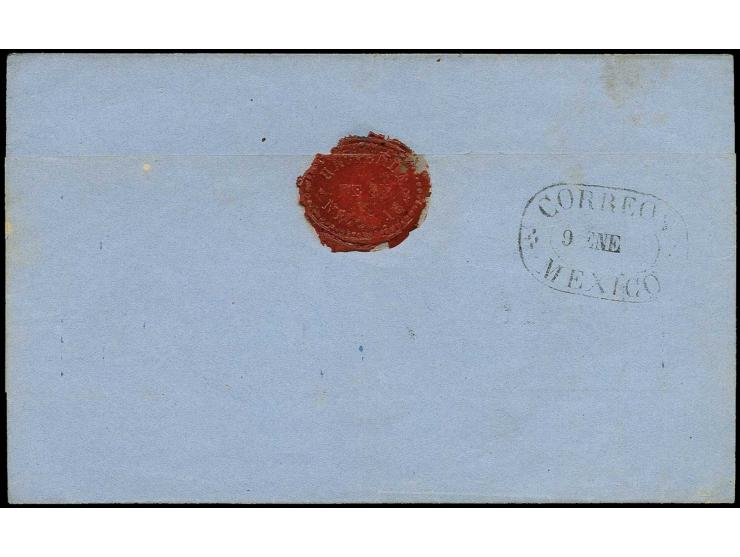 12 c. "MEXICO 1-71" and additional "APAM" tied by oval "FRANCO EN APAM" to lettersheet to Mexico City, fine and scarce