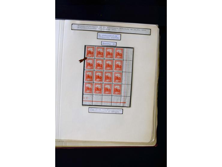 1934/37, very interesting unused and used collection ex Mi.-No. 232-261, containing multiples, plate flaws, perforation and w